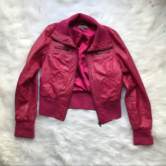 Mod Modele Magenta Faux Leather Jacket - Picture 2 of 6